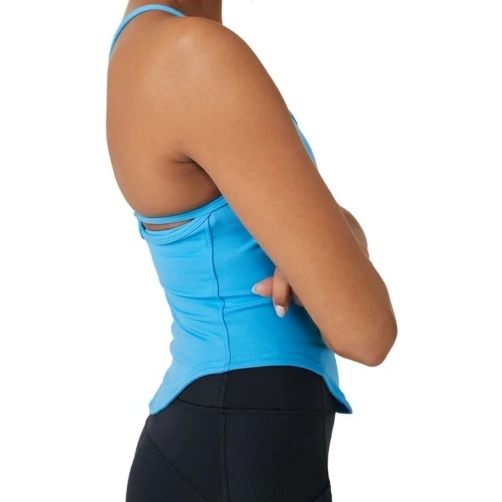 NWT Free People Do It To It Cropped Active Tank Blue